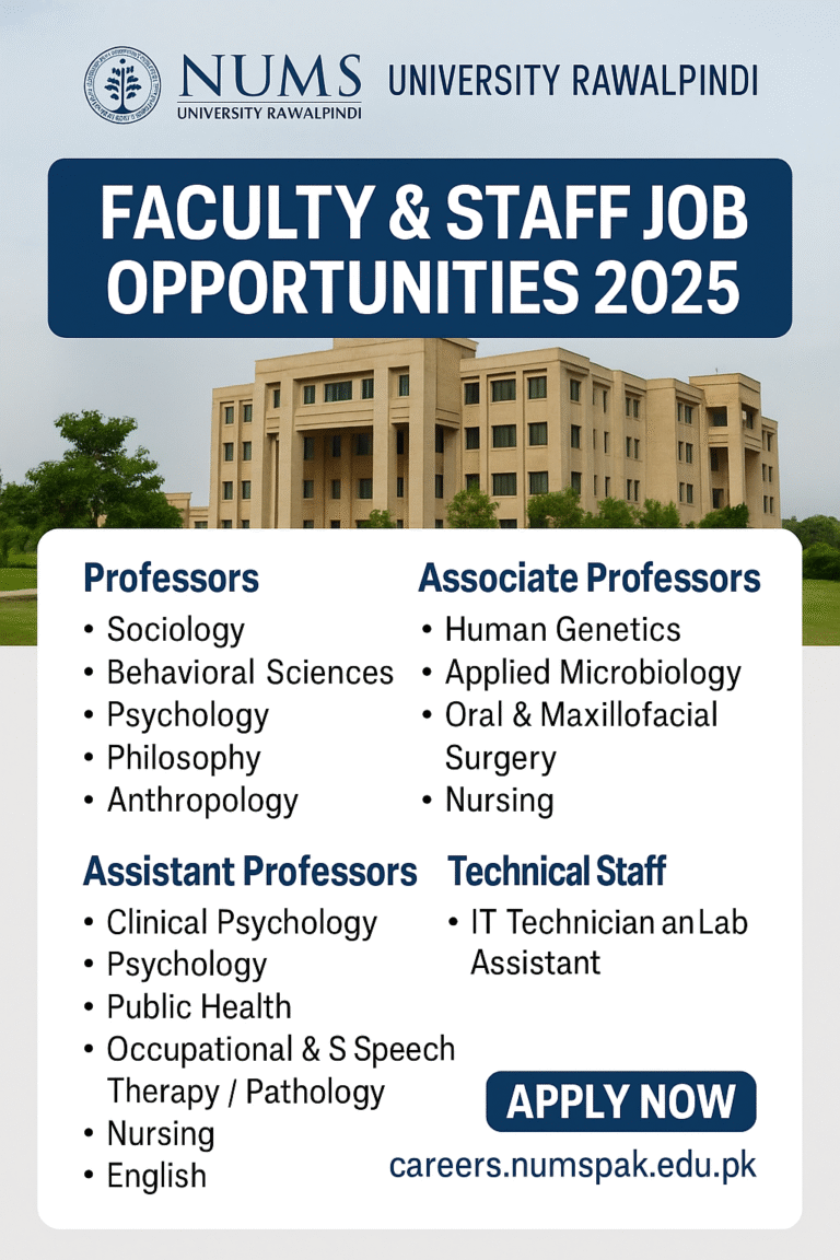 Teaching Jobs in NUMS University 2025